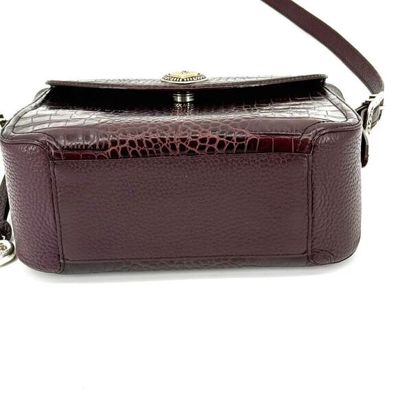 Brighton VTG Y2K Purple Cognac Crocodile Embossed Crossbody Bag Genuine Leather - Picture 7 of 15